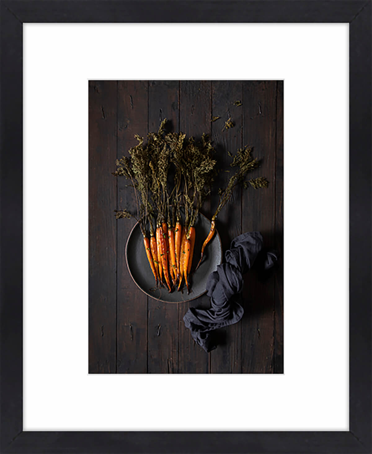 Roasted carrots, tirage sous-verre encadré 40x50 cm