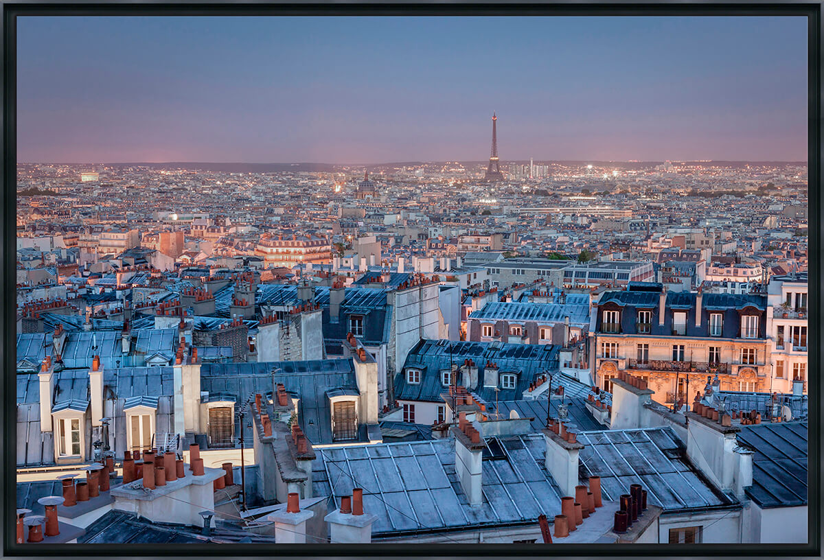 Les toits de Paris,<br> tirage sur verre synthétique 120x80 cm